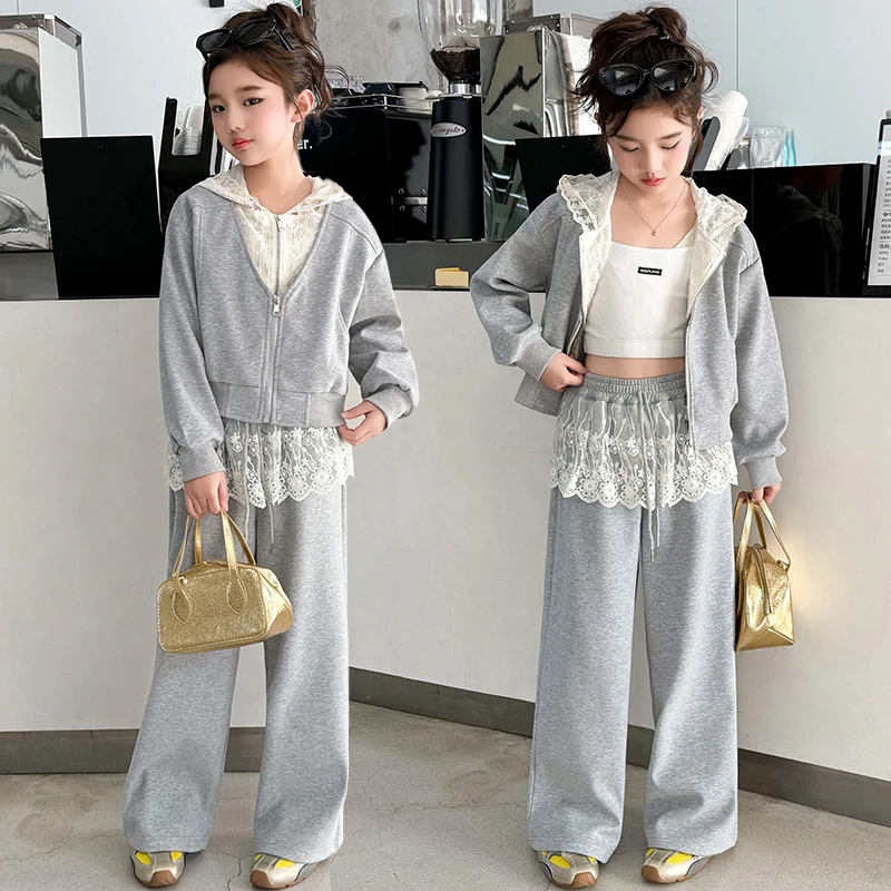 女童春装套装2025新款儿童时髦洋气韩版衣服春秋款女孩运动两件套