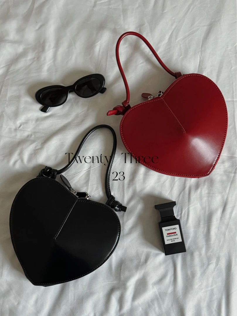 TwentyThree小众设计师红色爱心包高质感真皮立体爱心手拎包斜挎