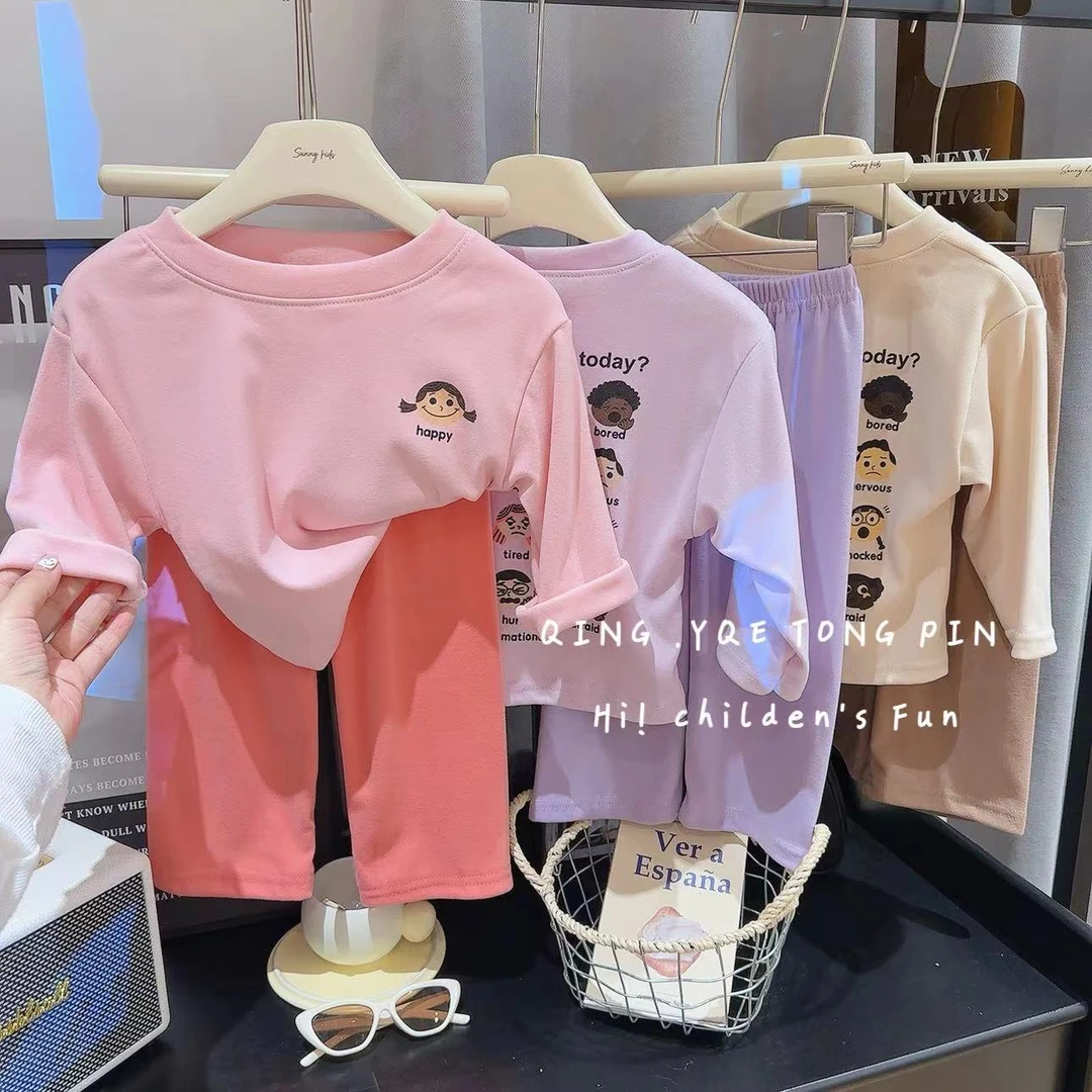 2025秋冬新款德绒家居服套装女童保暖内衣套装韩版童装