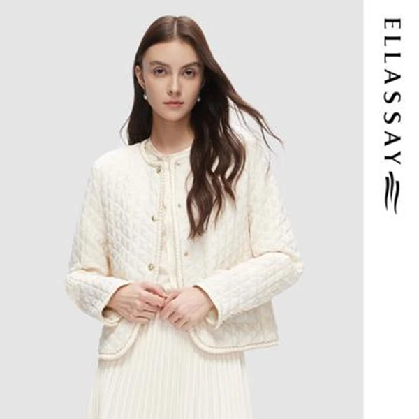 歌力思秋季新款小香风羽绒外套女EWD温婉大方衣服