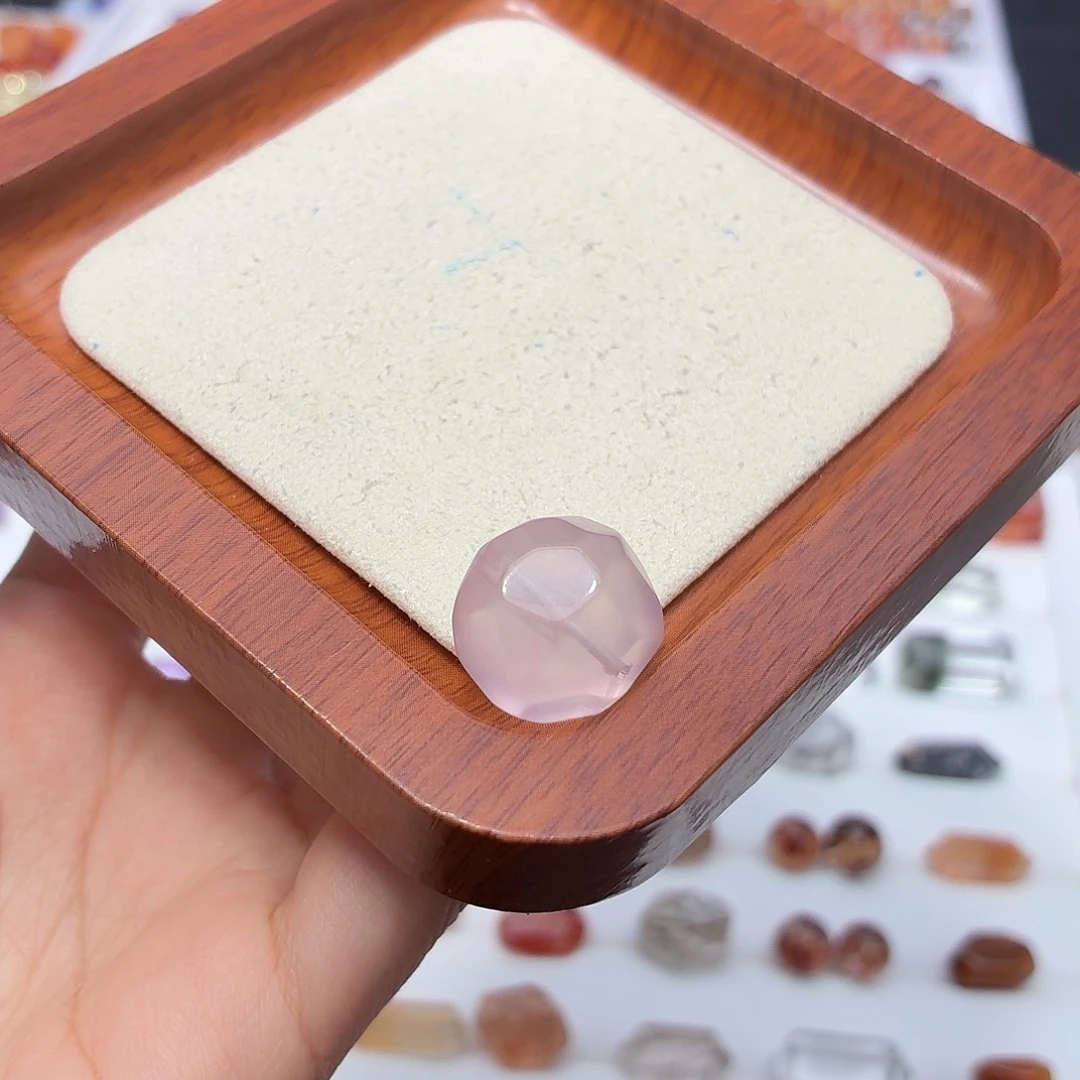 水晶珠宝半成品银S925镶嵌粉水玻璃珠打孔定制不退换