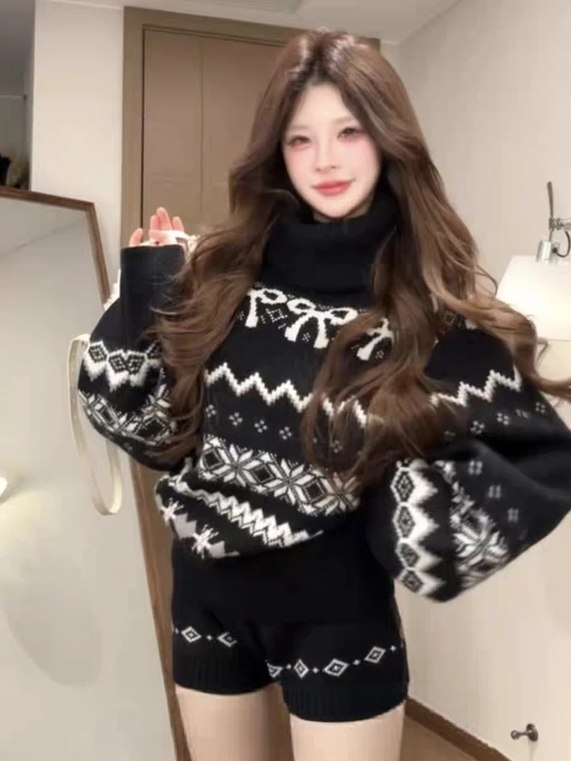 美式复古费尔岛提花毛衣女秋冬季2025新款慵懒风软糯套头上衣