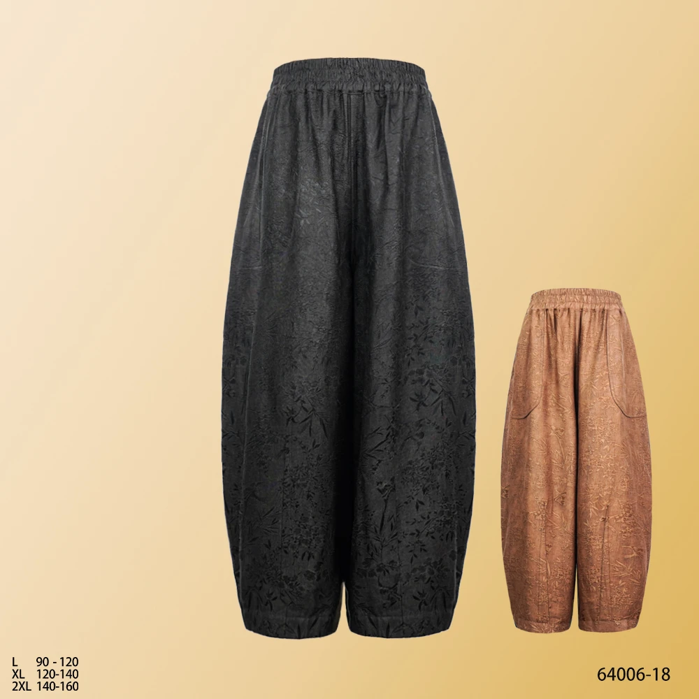 LN 2025夏季新款时尚优雅莺歌燕舞双面穿休闲灯笼裤64006-18