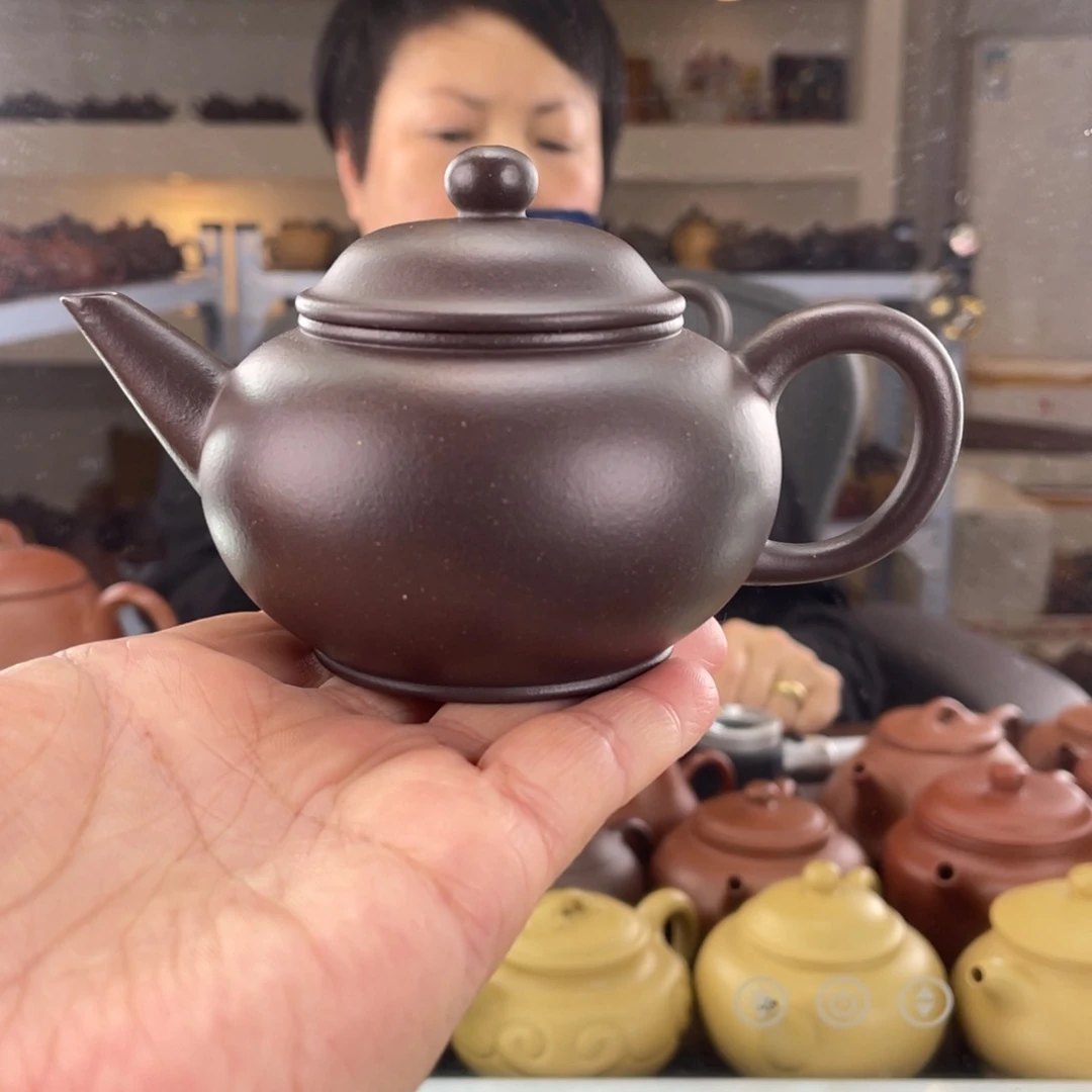 紫砂茶壶大水潭天青手磨料水平170cc