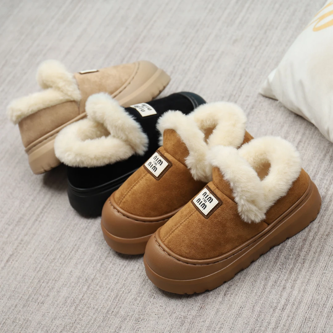 时尚包跟棉拖鞋女冬季毛绒保暖厚底防滑高级感轻便带后跟外穿棉鞋