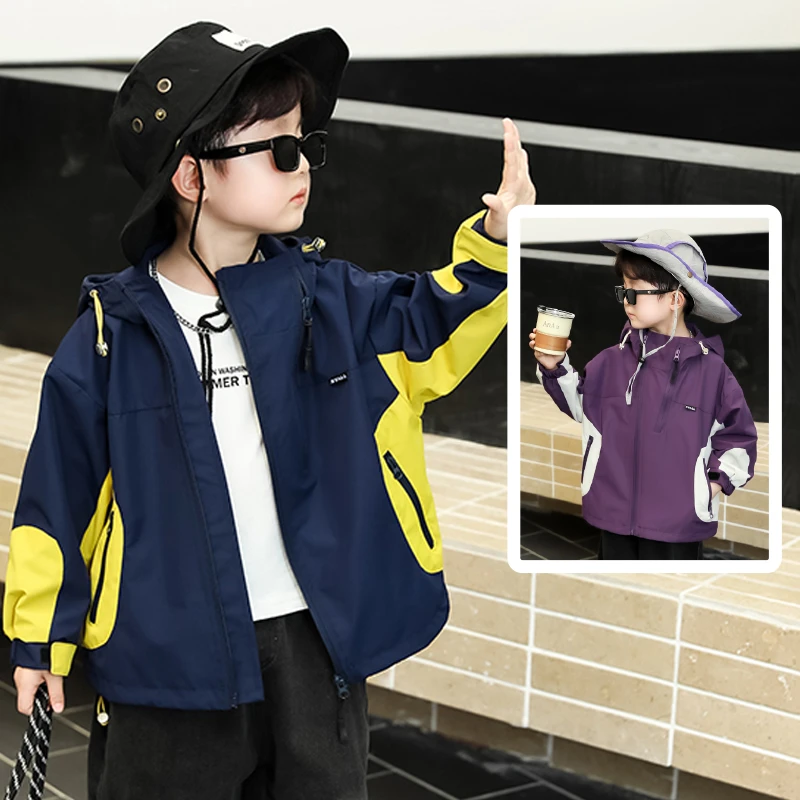 【奥莱断码】儿童装男童外套春装2025新款小童冲锋衣连帽春秋季薄