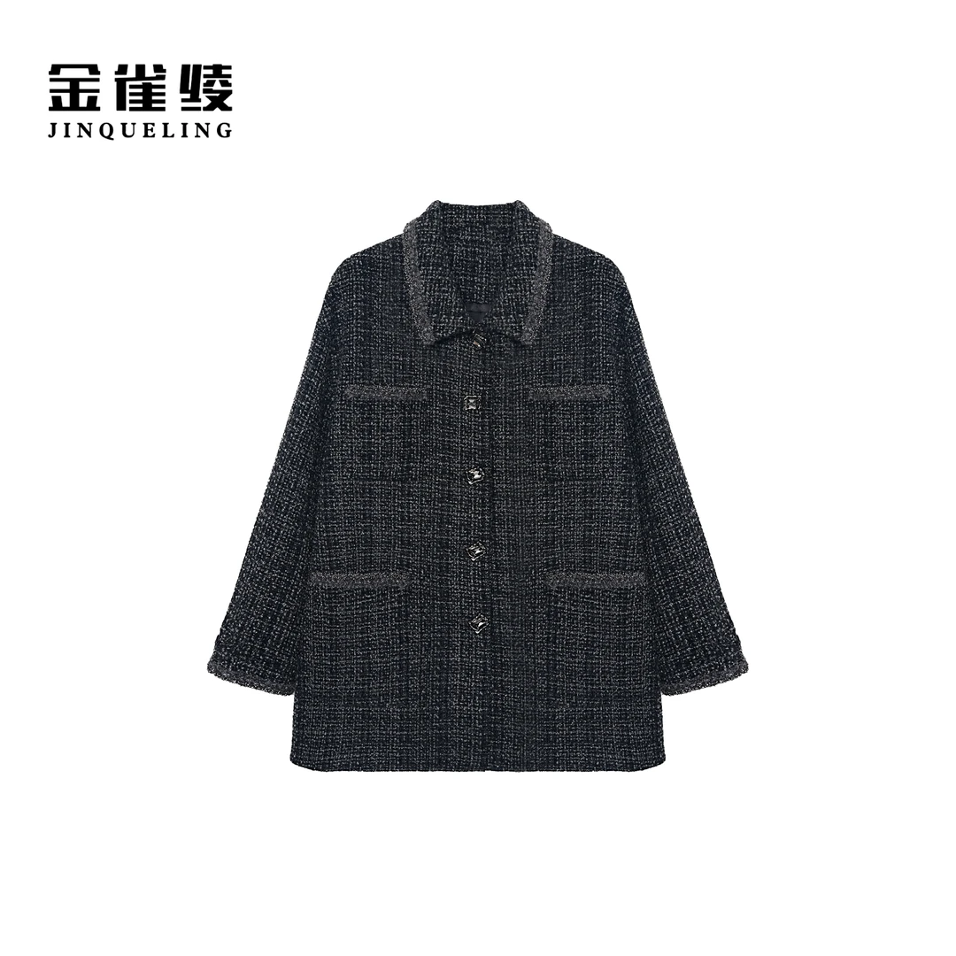 金雀绫【柏林往事】小香风气质宽松设计师加宽加大外套SZA3TL624