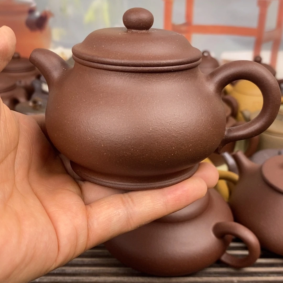 茶壶紫砂潘壶原矿深井紫泥200cc0添加半手工