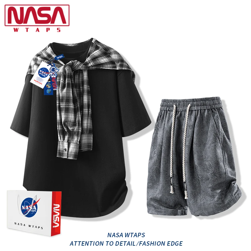NASA WTAPS美式高街短袖短裤三件套男夏季新款潮流短袖短裤两件套