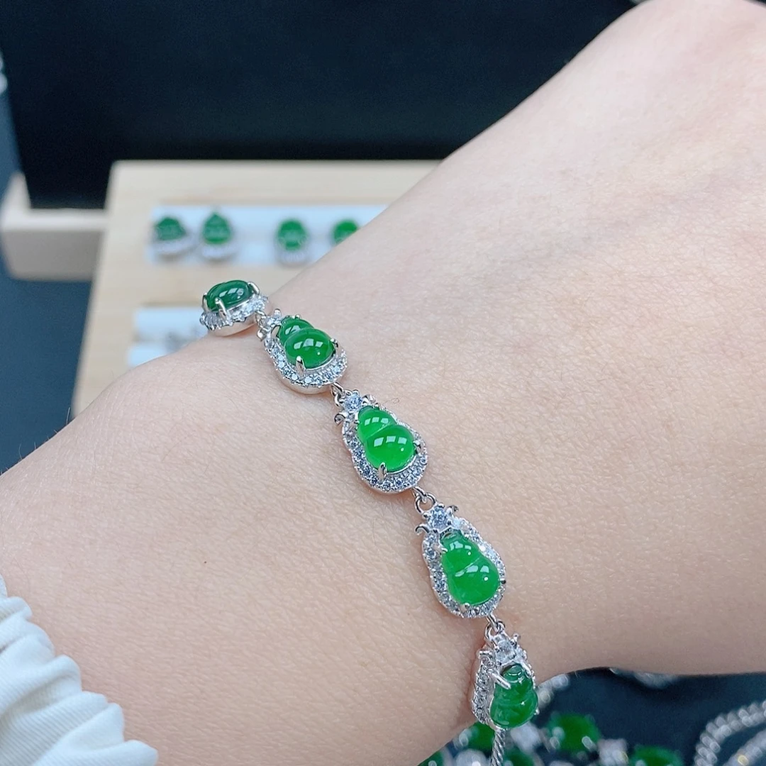 翡翠银S925镶嵌手链翡翠手链