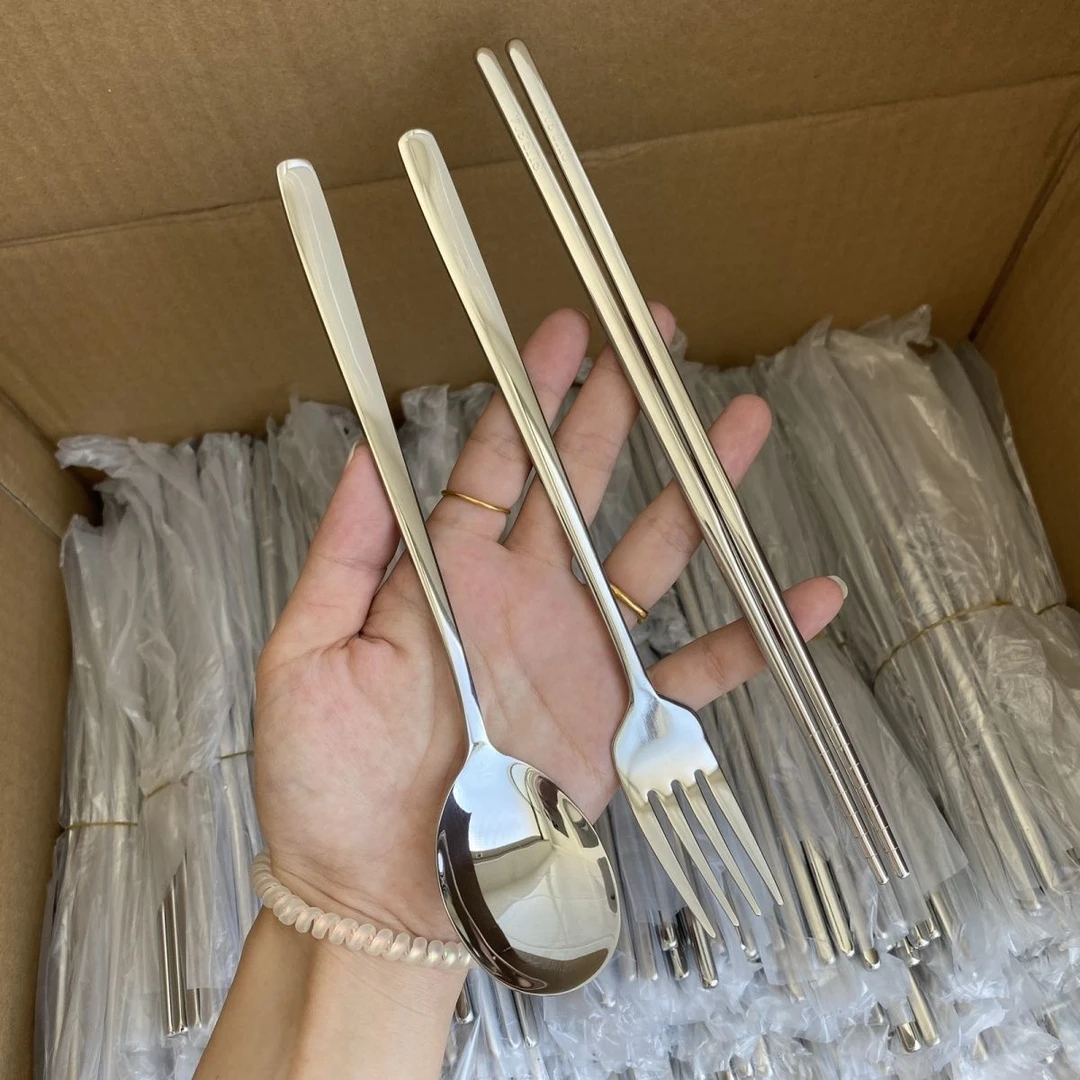 410不锈钢便携餐具三件套学生勺叉筷套装上班族单人旅行餐具套装