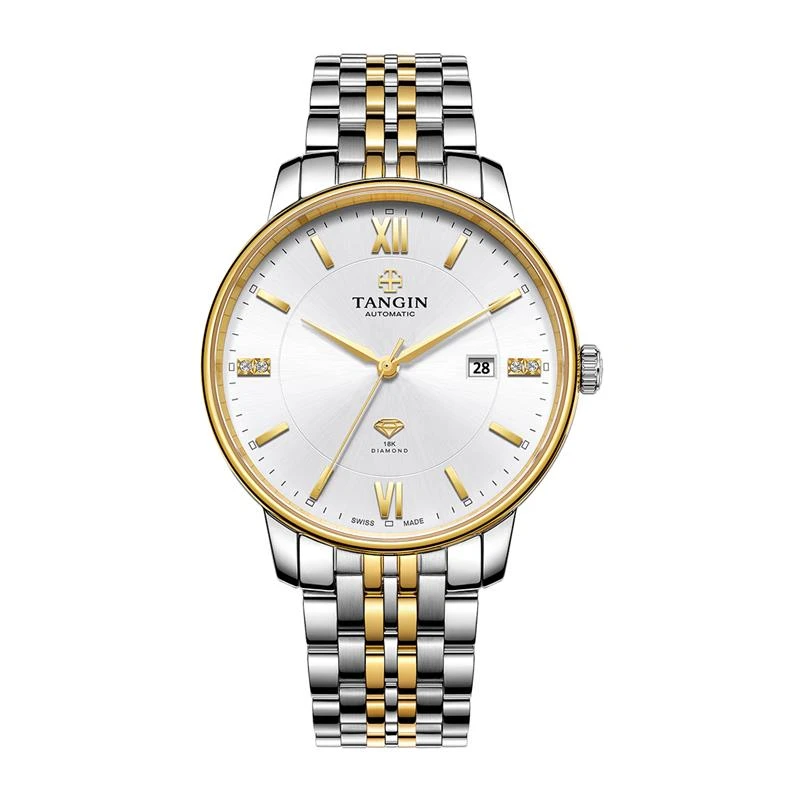 TANGIN瑞士天珺原装进口自动机械手表情侣腕表精致精钢潮流T7066