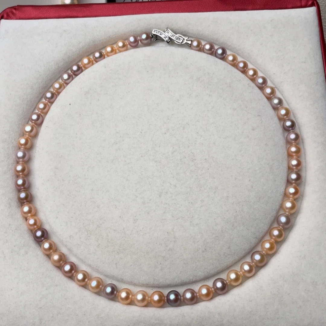 淡水珍珠颈饰银S925镶嵌7-7.5mm