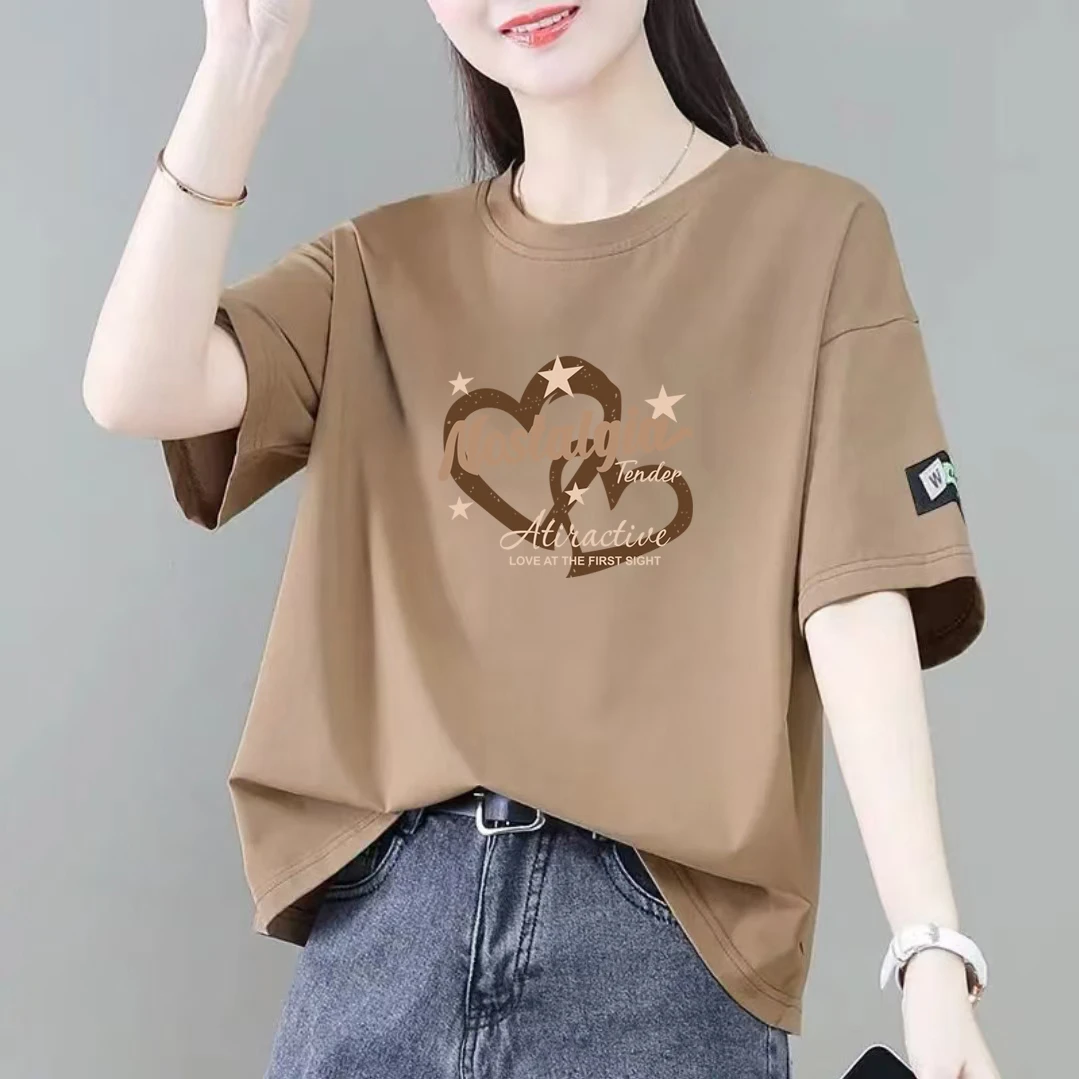 100%纯棉短袖t恤女春夏季新款多巴胺穿搭宽松韩系设计感T恤