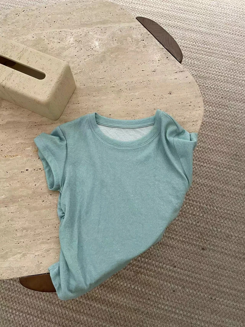 kittin@3586 韩系简约气质光感时尚显瘦短袖T 4-25