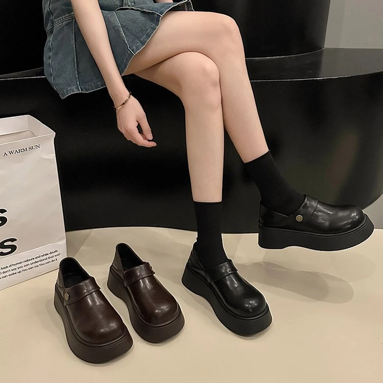 英伦风乐福小皮鞋女2025春季新款复古橡胶底两穿包头百搭半拖鞋