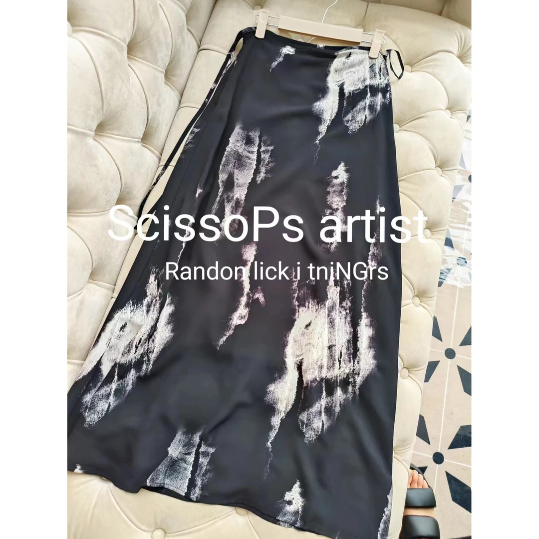 【Scissors artist】水墨江南高端设计师女装半身裙水墨黑色0127