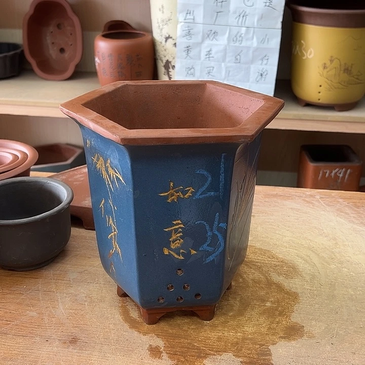****盟紫砂花盆,透气花盆