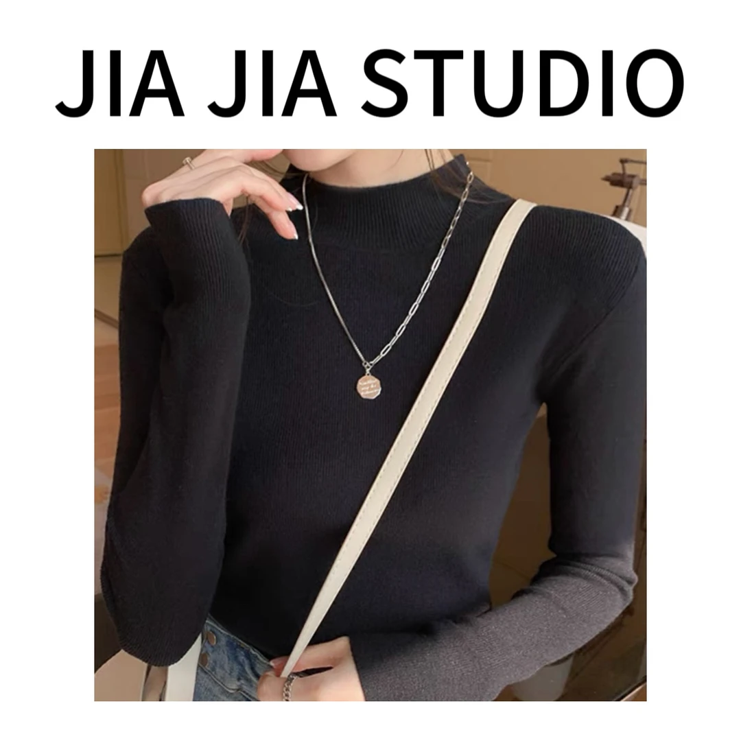嘉嘉推荐#2683【秋冬加厚款】高领针织打底上衣