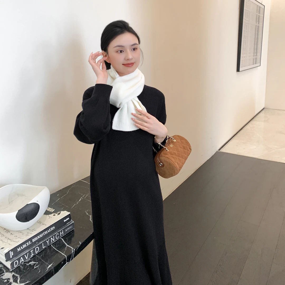 ZMA孕妇装【圆领鱼尾裙】秋冬连衣裙冬季孕妈妈高级感裙子纯色厚款