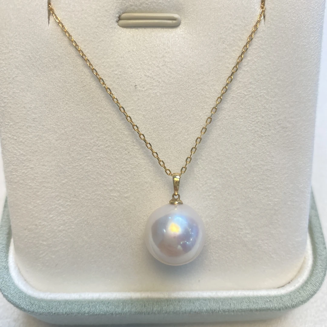 18k金瓜子扣淡水珍珠吊坠11.5-12.5mm(不含链子)