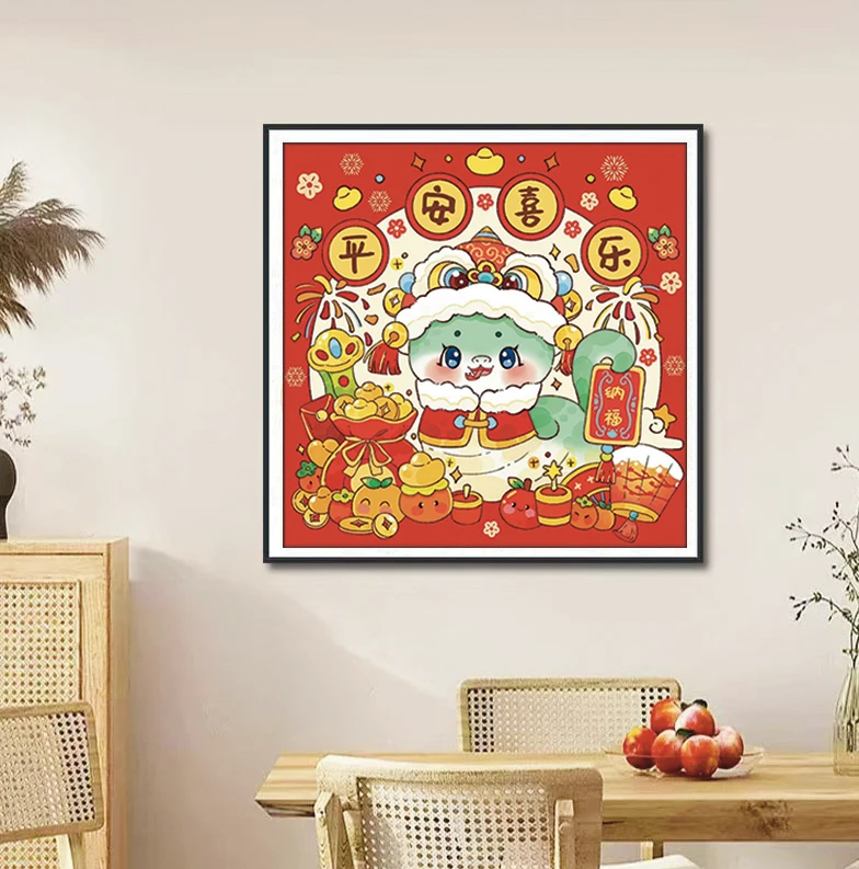 【巧巧原创十字绣】青蛇赐福之平安喜乐33色60*60cm大格4股绣