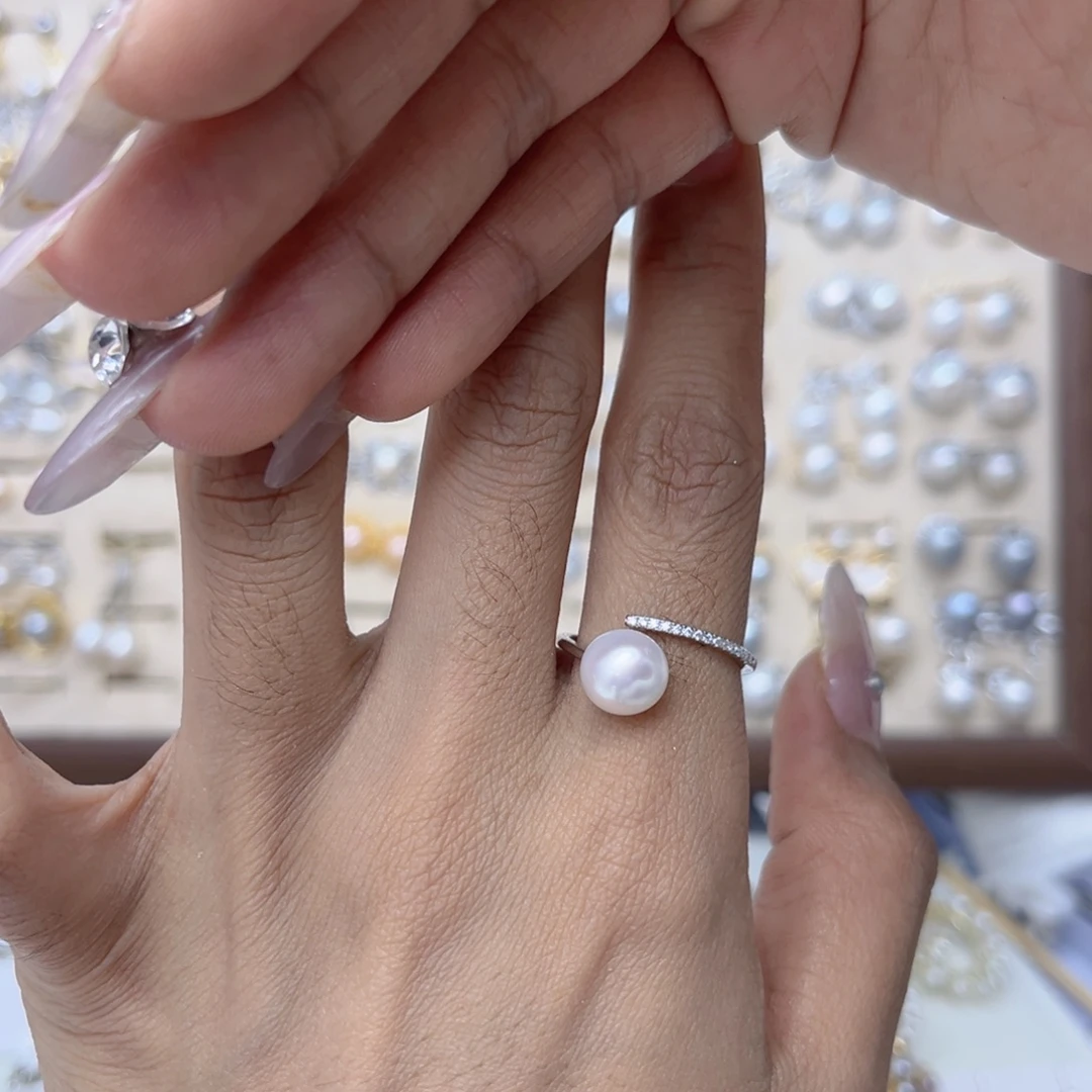 ￥***%淡水珍珠戒指银S925镶嵌