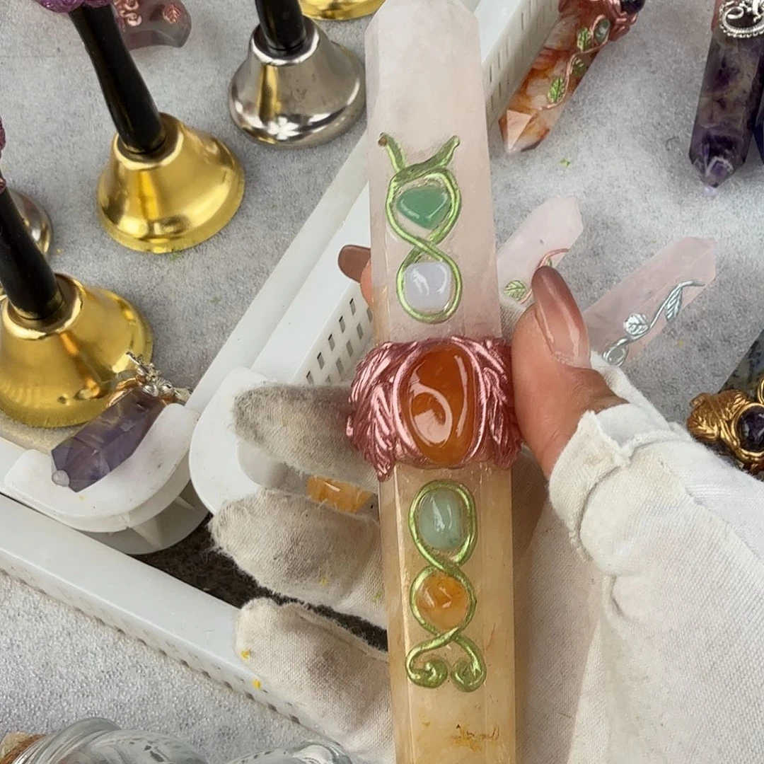 水晶手链22K金镶嵌进***花粉水