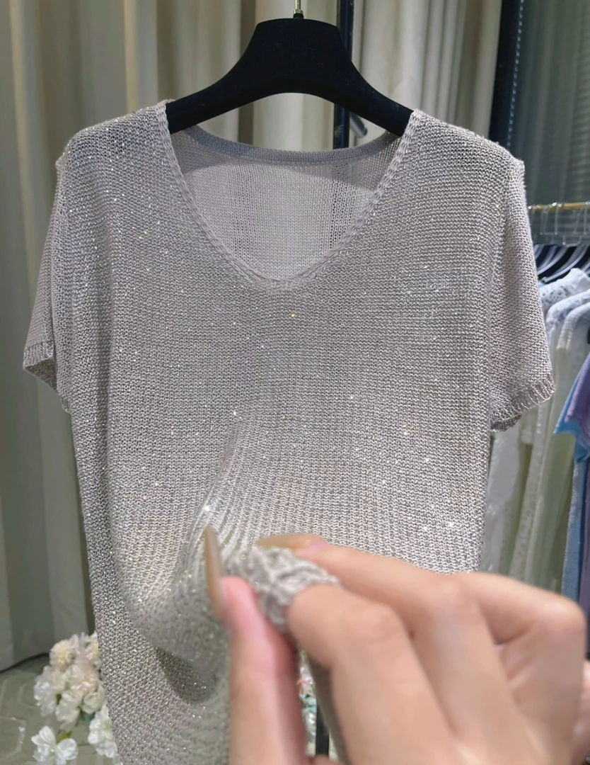 （小曾专属）2025夏季新款休闲纯色薄款短袖圆领时尚百搭上衣1