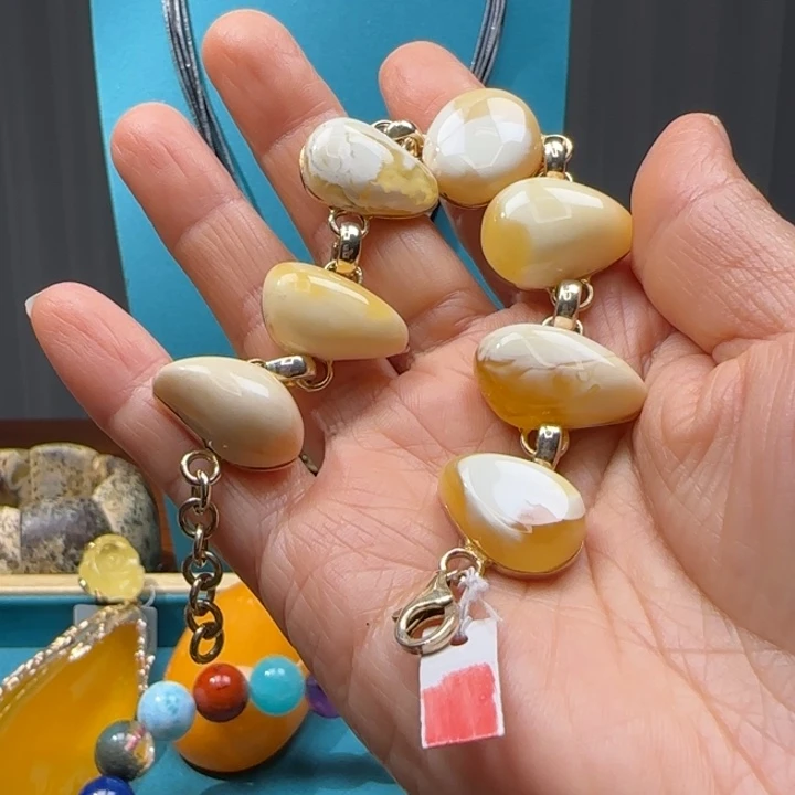 琥珀未镶嵌手链波兰设计款琥珀蜜蜡