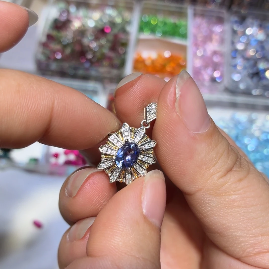 坦桑石银S925镶嵌颈饰