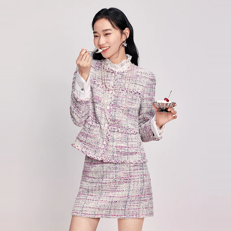 【匠心小香风】甜美千金风短外套含羊毛DOUBLOVE贝爱2025秋季新款