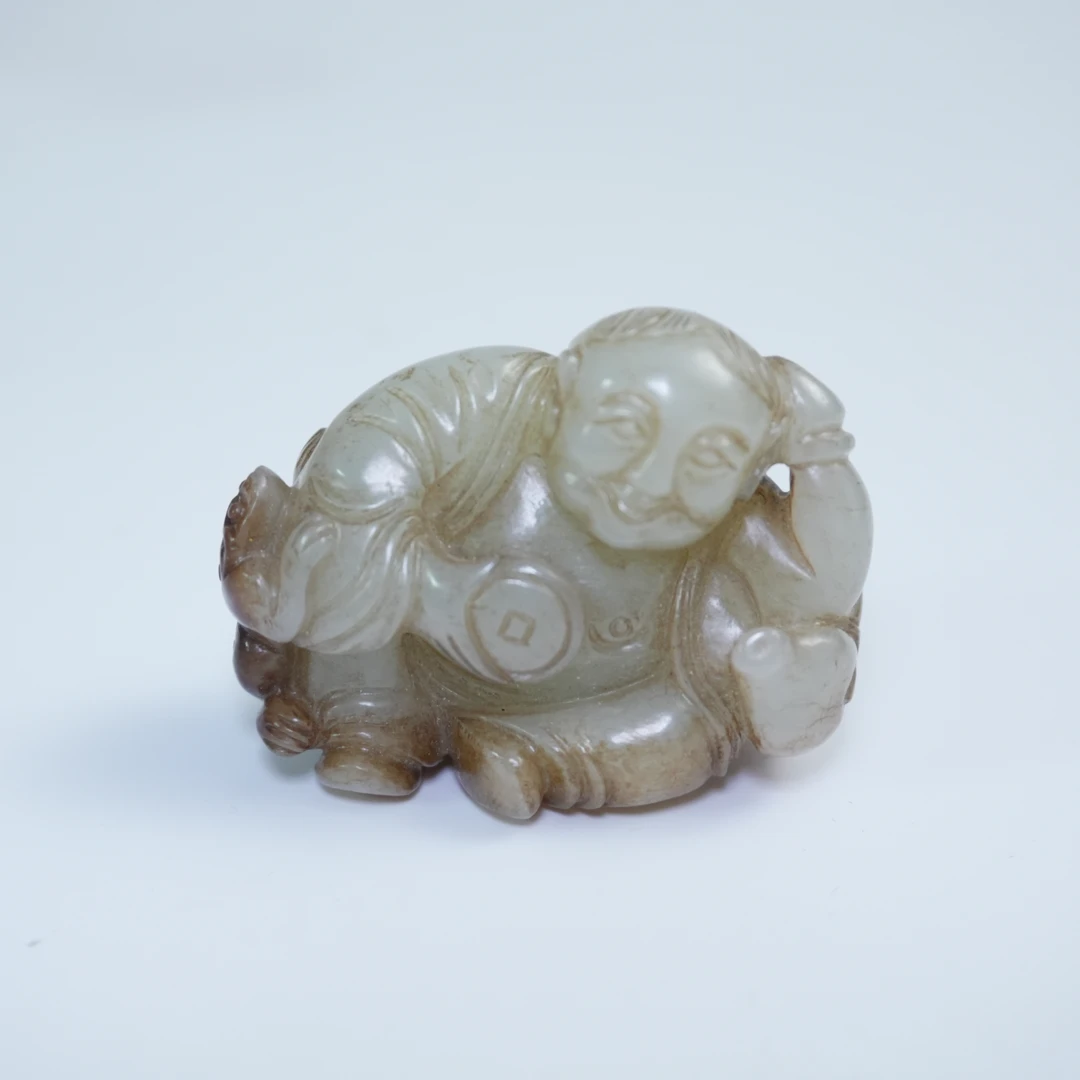 清代和田玉刘海戏金蟾446664*古玉*传承