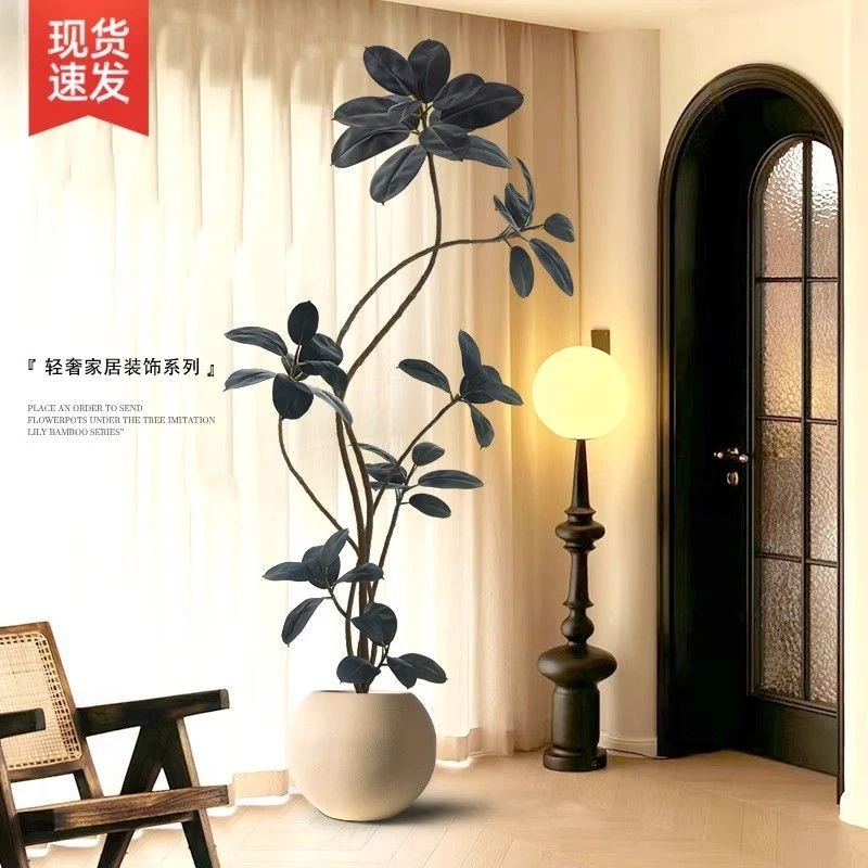 仿真绿植客厅高端落地摆件室内大型仿生盆栽树黑金刚橡皮树假植物