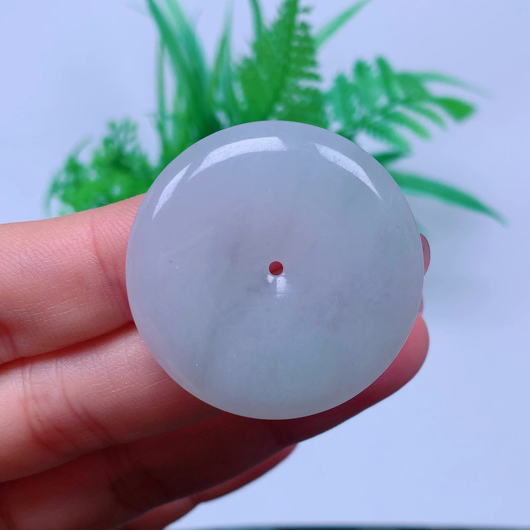 缅甸天然A货翡翠，冰润平安扣 编号695/214尺寸35-6.2