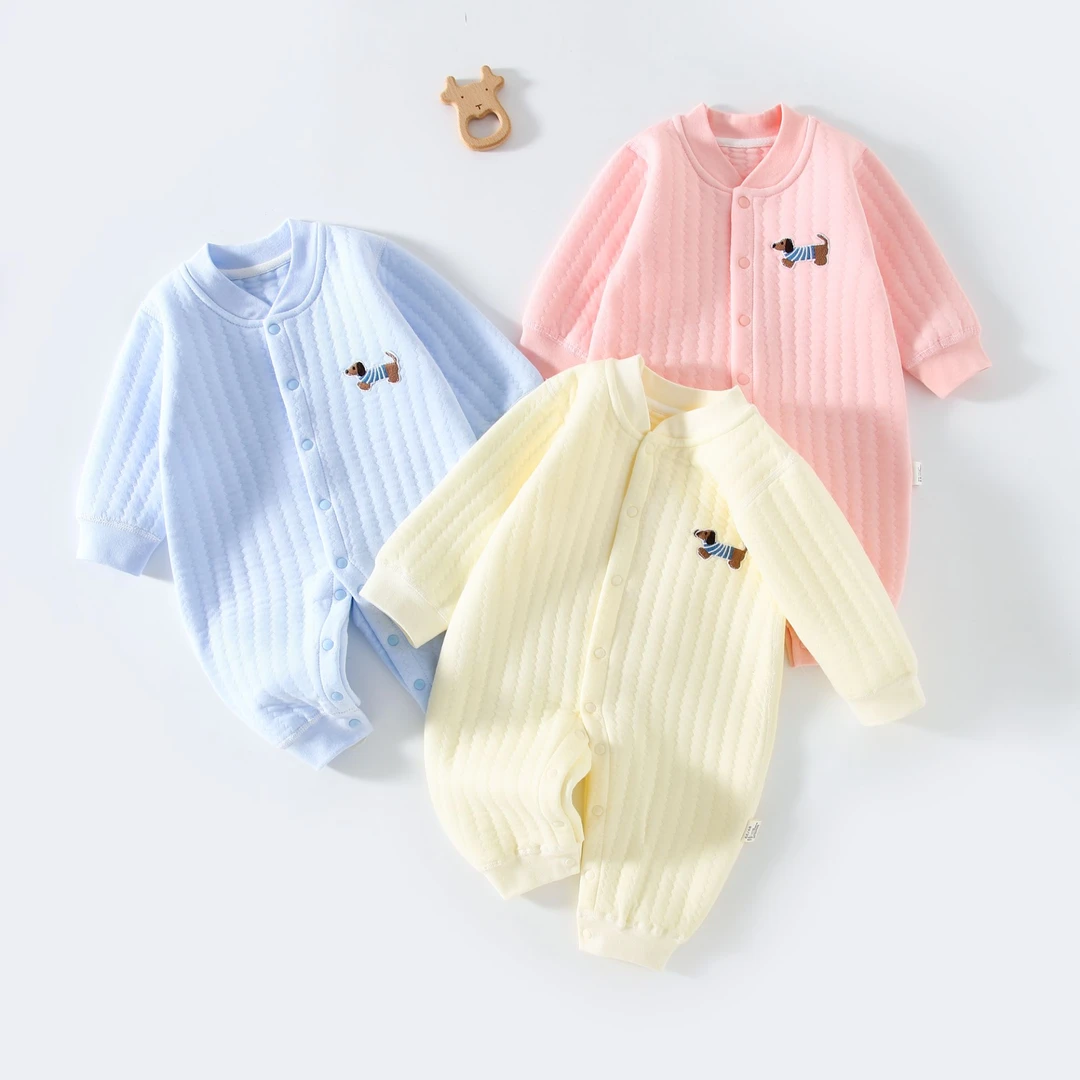 三层保暖衣A类幼儿长袖新生儿婴儿秋冬单排扣宝宝和尚服爬服哈衣