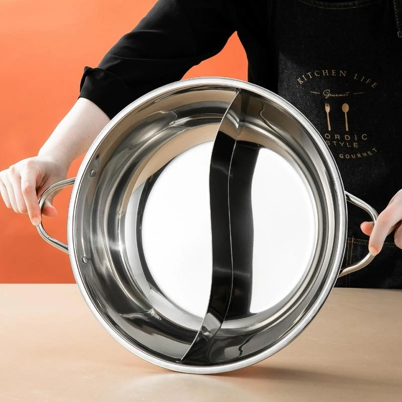 鸳鸯锅火锅家用不锈钢火锅盆电磁炉专用涮锅加厚大容量火锅锅商用