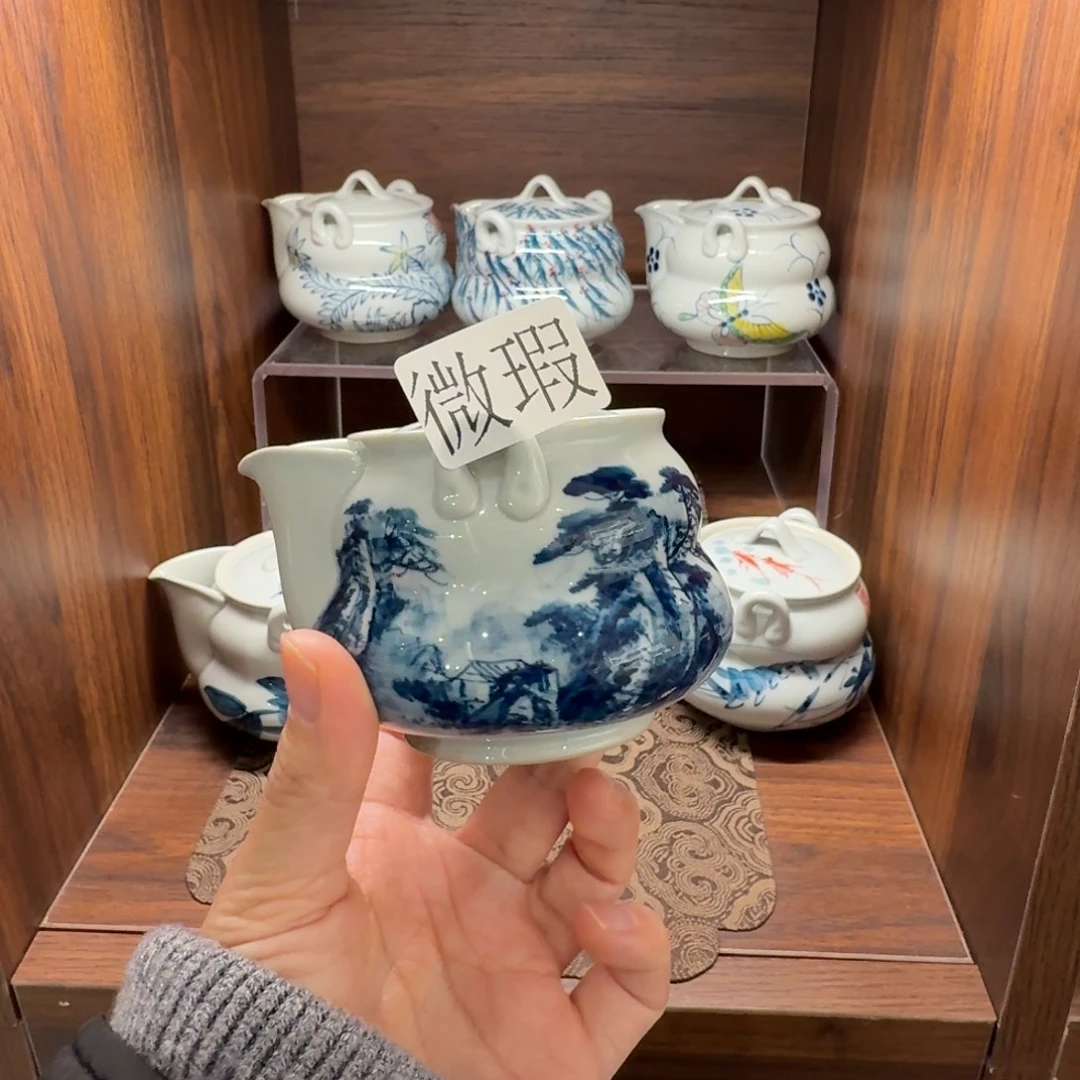 釉下手绘茶具微瑕