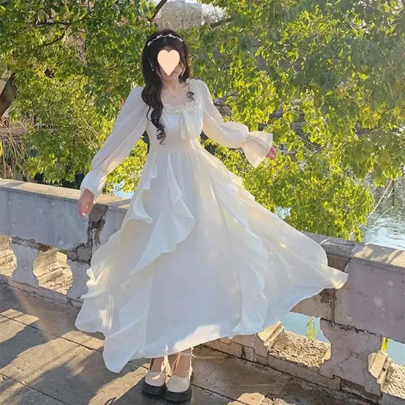 Pang✖️特体大码秋夏法式初恋白月光仙女裙ins超仙 7096