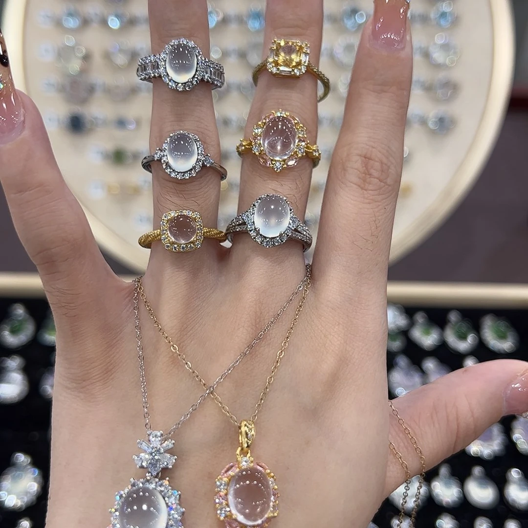 蛇纹石玉银S925镶嵌戒指