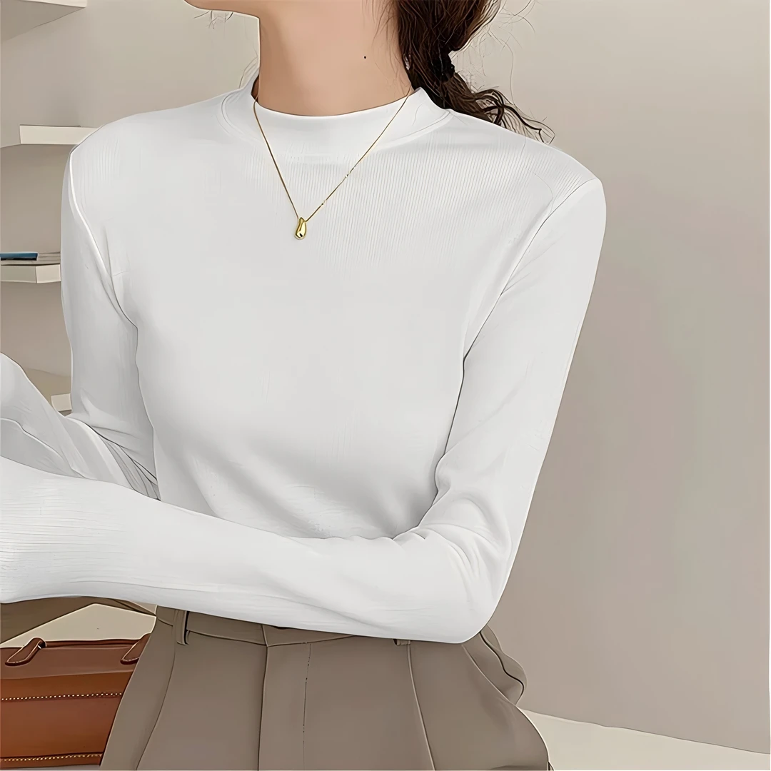 【轻奢穿搭小立领】打底衫女内搭高级感显瘦爆款黑白纯色中领