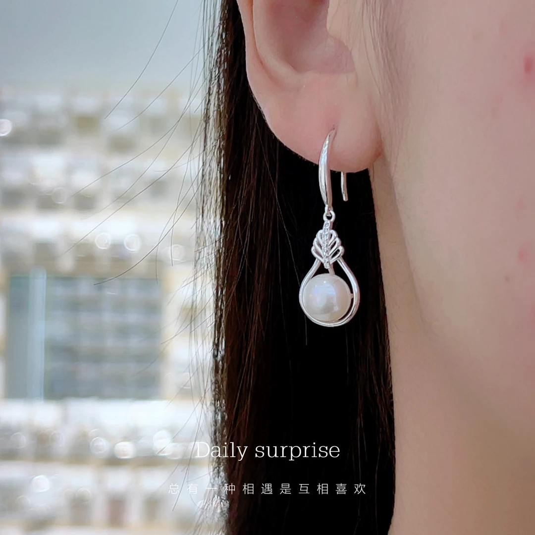 Dailysurprise 足银合成锆石耳饰 足银999优雅树叶耳坠