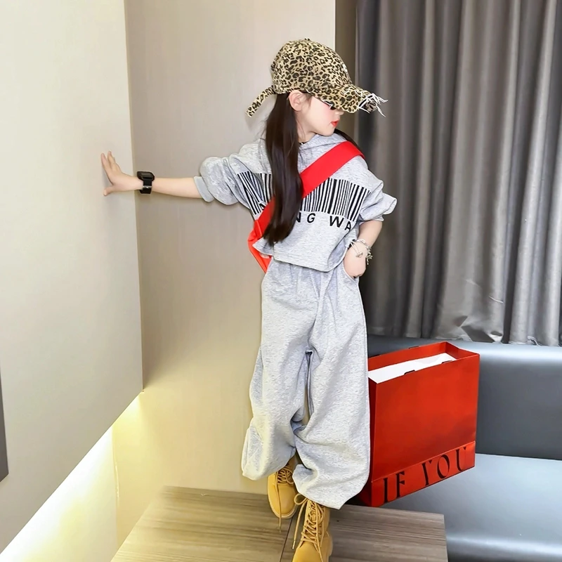 女童套装春秋款2025时尚中大童卫衣两件套休闲运动套装洋气女孩潮