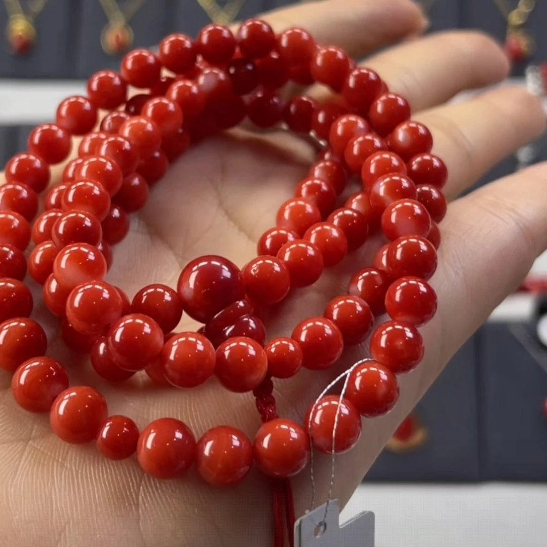 直播间红珊瑚手串108颗