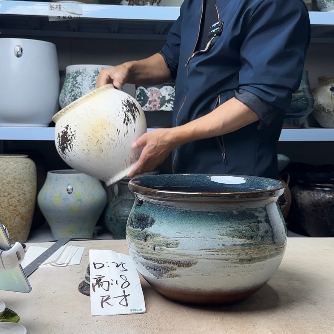 紫砂花盆尺寸25@18山水