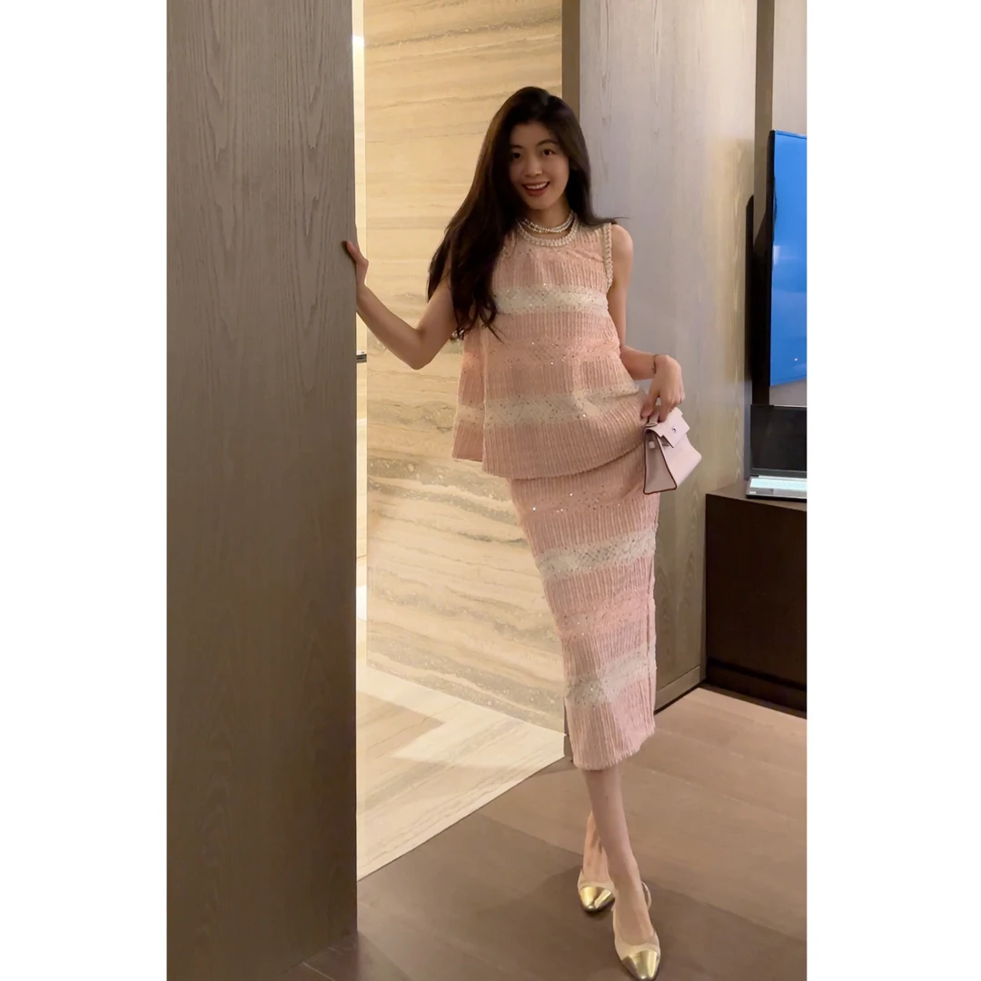 【N·COU】25春新款【编织物语】重工亮片小香风套装DY60103-1