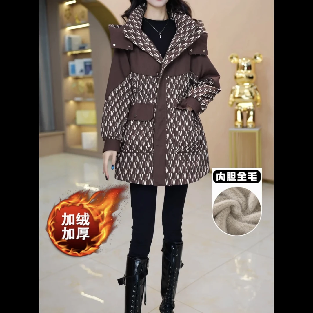 【加绒加厚派克服气质时尚大气减龄收腰显瘦派克服