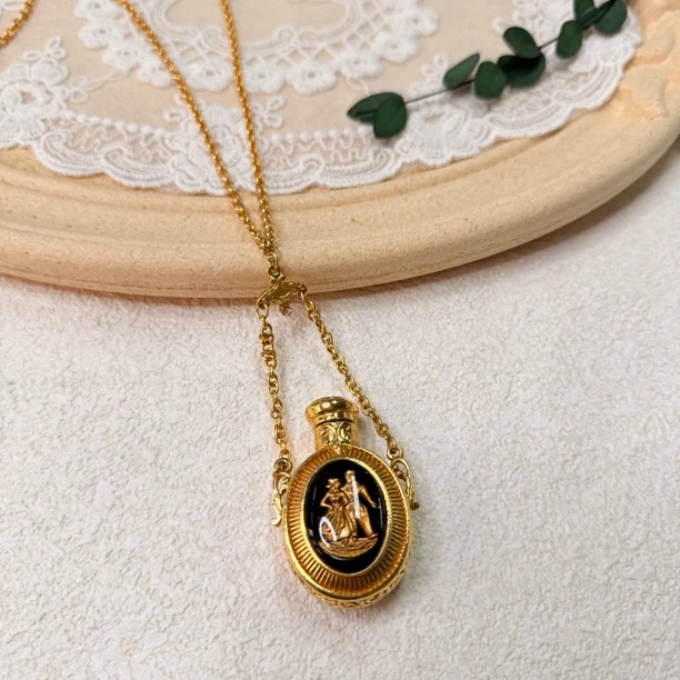 铜合金项链 【六六中古】孤品复古香水瓶项链th7906链长75