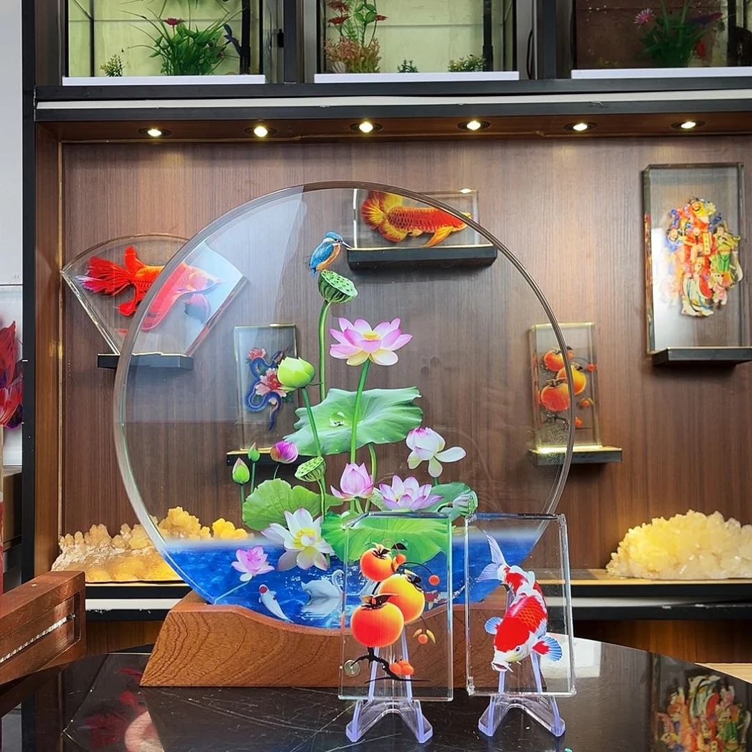 合***生人造水晶圆形大号荷花