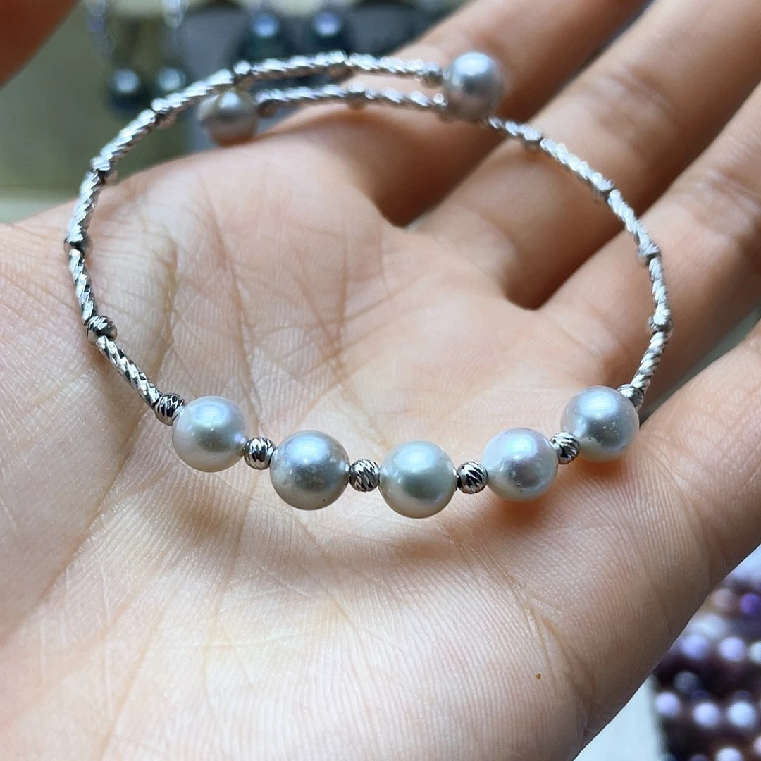 海水珍珠手绳银S925镶嵌